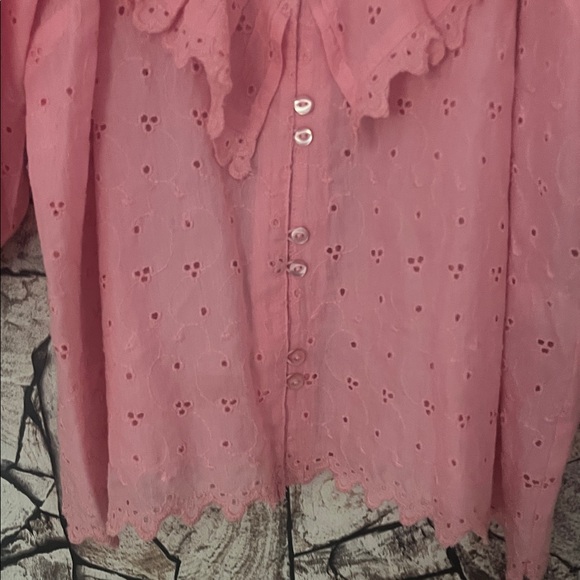 Pink Ruffled Blouse with Button Front - Picture 4 of 6